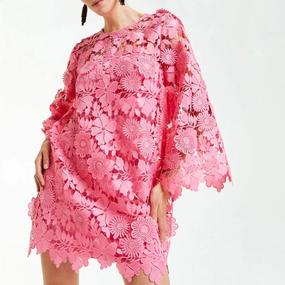 Mestiza Pink Floral Lace Mini Dress 🌸
